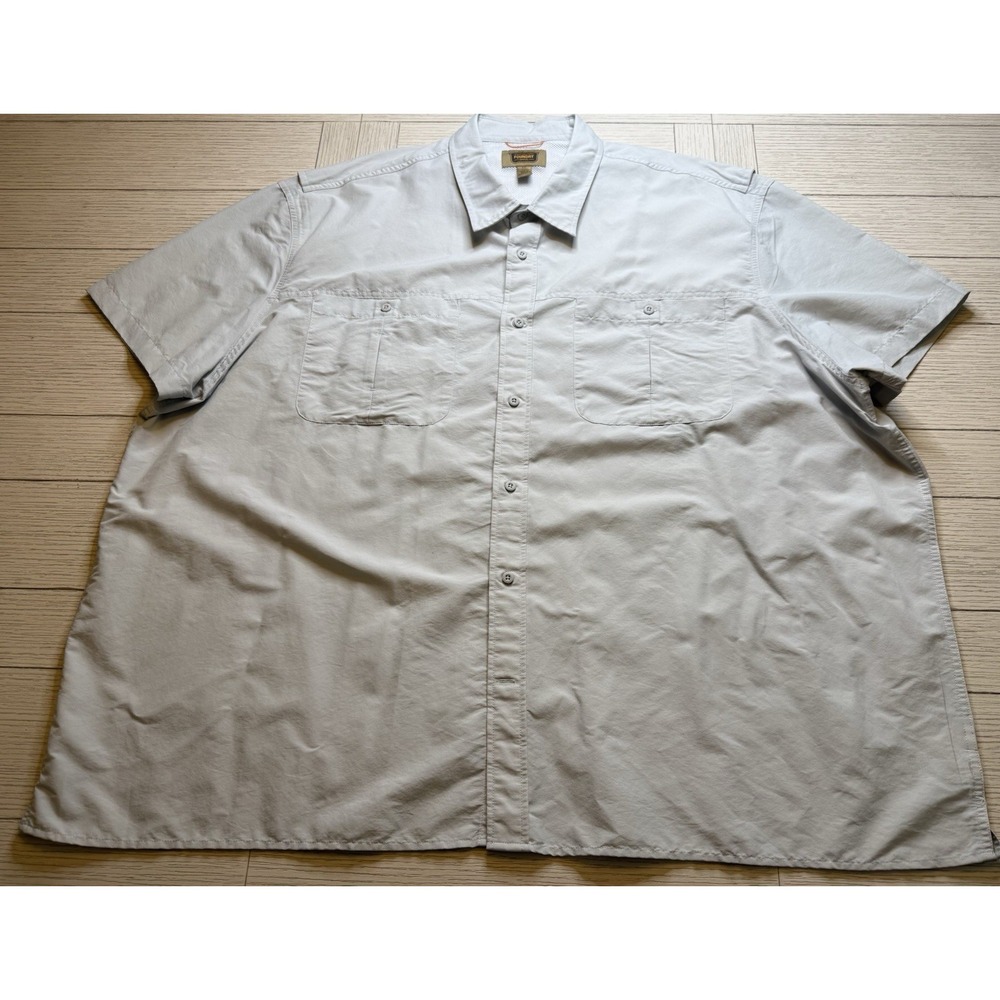 Foundry Mens Short Sleeve Button Up Outdoor Vented Hiking Fishing Shirt Tan 4XL